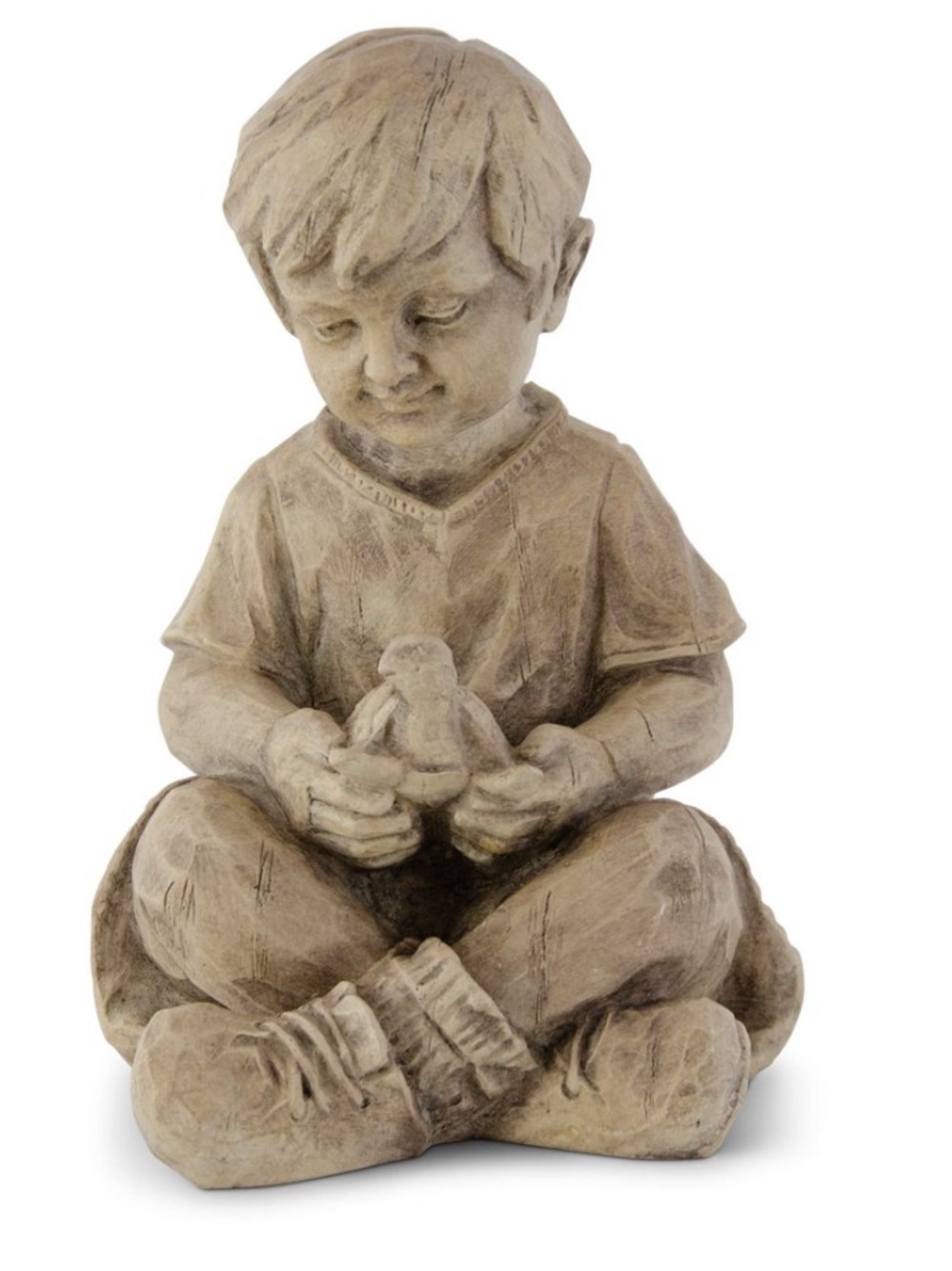 At Home w/ Jorge Pérez 9” Resin Boy w/ Turtle Statue Garden Or Home